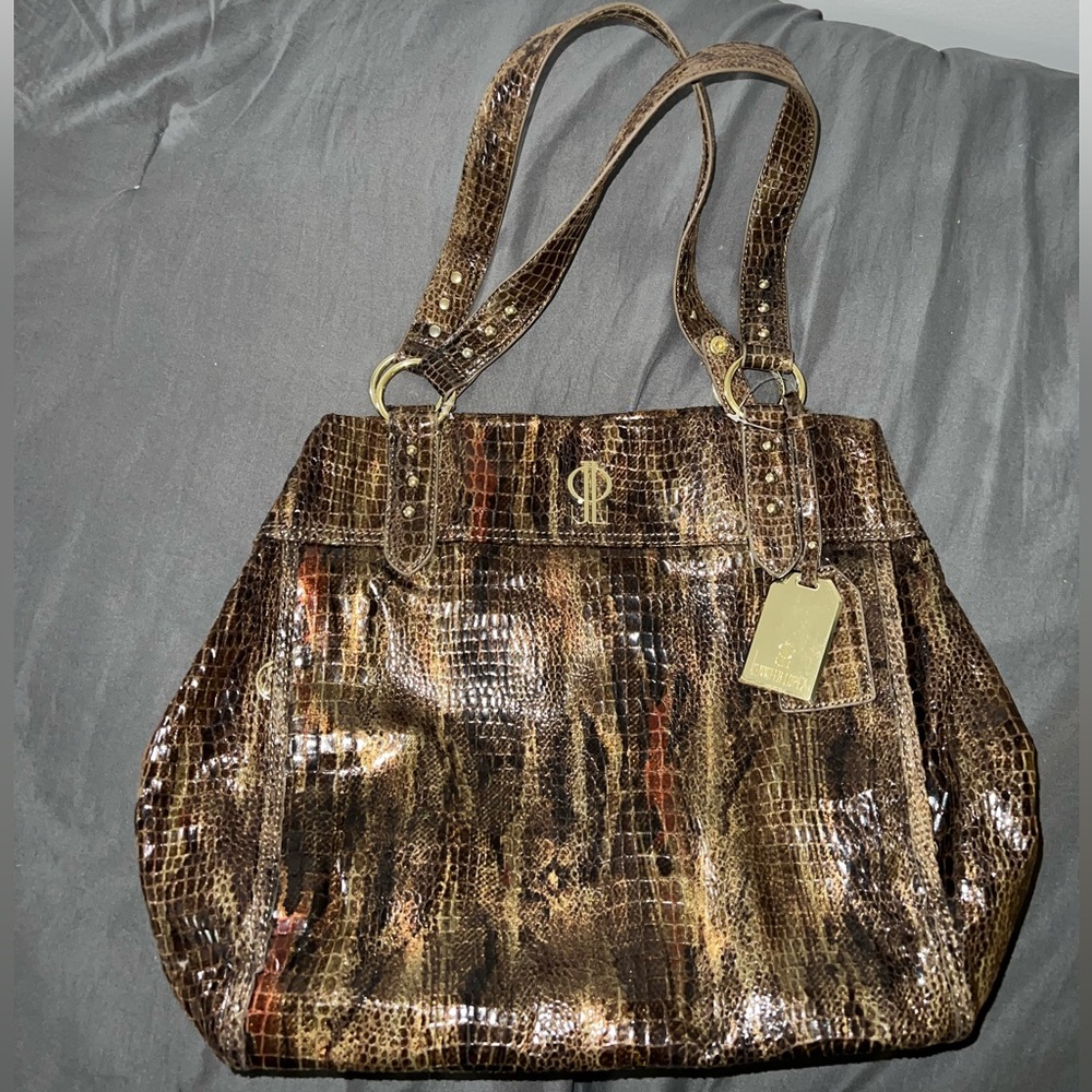 Snake print over the shoulder purse